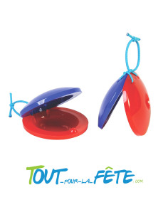 Castagnettes rouge et bleu  en bois Diamètre 5.5cm 2