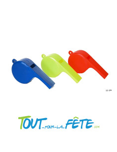 Lot de 3 sifflets géants bleu, jaune, orange 11 cm 2