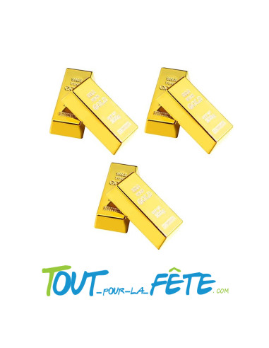 Lot de 6 mini lingots d'or 200g 6cm 100% pvc