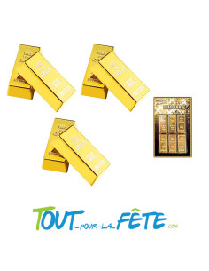 Lot de 6 mini lingots d'or 200g 6cm 100% pvc