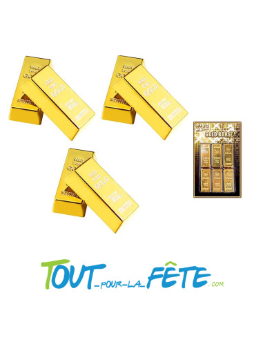 Lot de 6 mini lingots d'or 200g 6cm 100% pvc