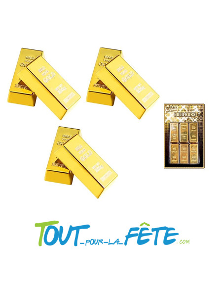 Lot de 6 mini lingots d'or 200g 6cm 100% pvc