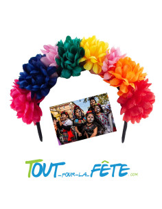 Serre tête fleur multicolore day of the dead diadème fleuri 2