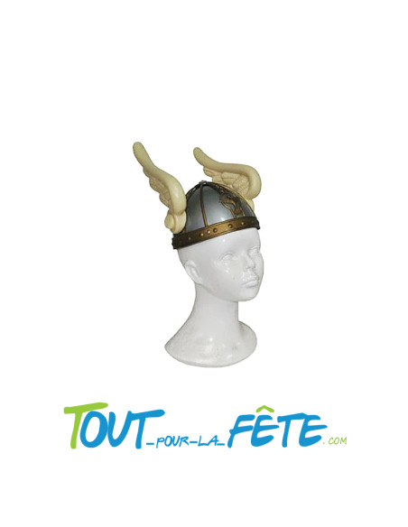 Casque de gaulois argent avec ailes argent, or, blanc