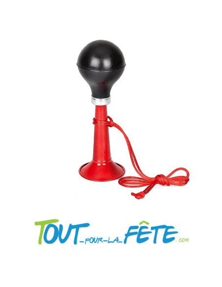 Trompette klaxon Pouêt avec Corde Noir et Rouge 18 cm