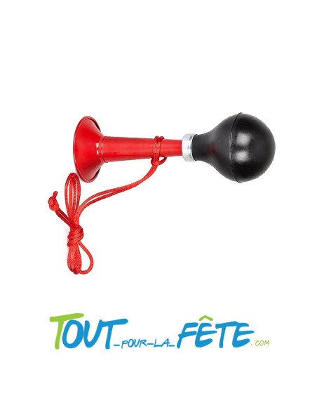 Trompette klaxon Pouêt avec Corde Noir et Rouge 18 cm