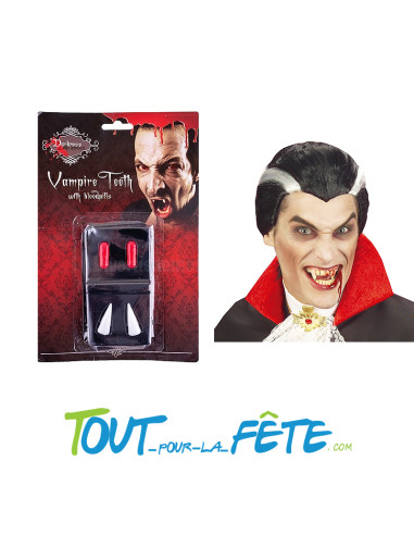 Dents de vampire avec capsules de faux sang non toxique