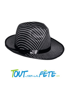 Chapeau Borsalino  Al Capone noir et rayé dimensions intérieures 17x21cm 2