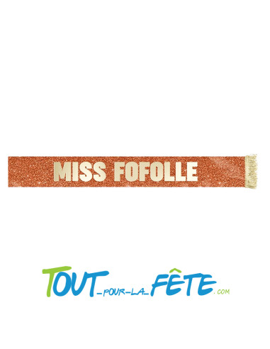 Echarpe miss fofolle dorée à paillettes orange 79 cm