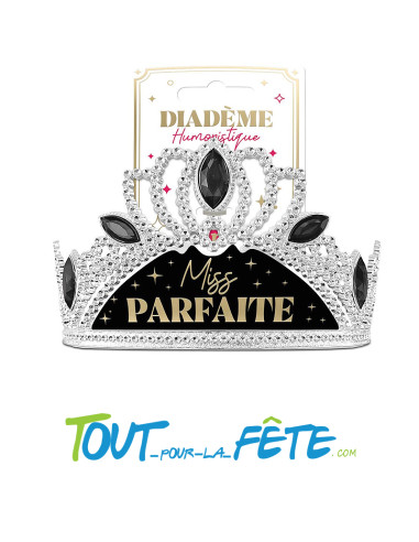 Diadème argent, noir, or Miss parfaite soyez la femme parfaite