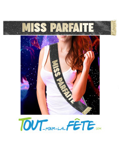 Echarpe miss parfaite doré à paillettes noires idée cadeau drôle 2