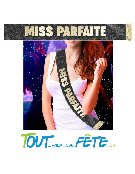 Echarpe miss parfaite doré à paillettes noires idée cadeau drôle