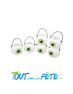 Lot de 6 petit pots en plastique blancs avec un œil vert 2
