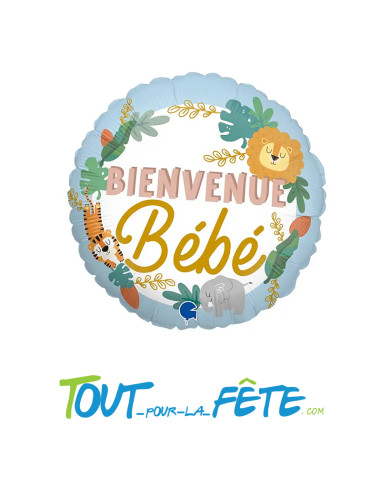 Ballon aluminium rond Bienvenue bébé bleu 46 cm...
