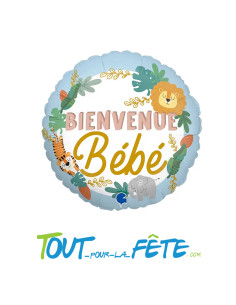 Ballon aluminium rond Bienvenue bébé bleu 46 cm imprimé... 2