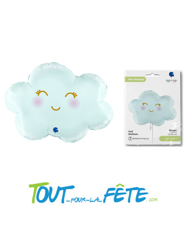Ballon aluminium nuage satin bleu 61 cm avec...