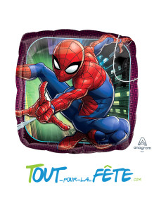 Ballon aluminium carré Spider Man© 43cm gonflage air / hélium 2
