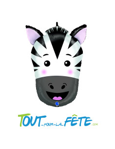 Ballon aluminium tête de zèbre 61 cm gonflage air / hélium