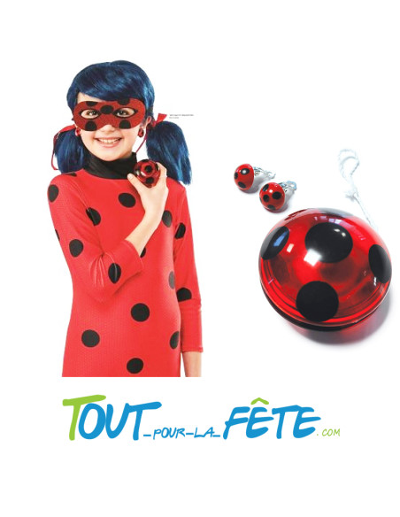 Kit d'accessoires Miraculous LadyBug ( loup - yo-yo - boucles d'oreilles )