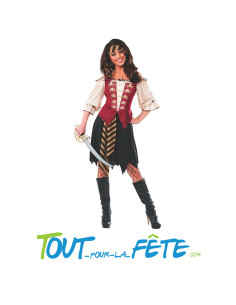 Déguisement de pirate femme taille adulte, foulard, jupe-cravate assortie et robe 2