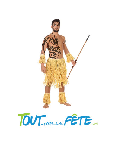 Set hawaien 5 pièces (jupe, 2 brassards, 2 accessoires pour cheville)
