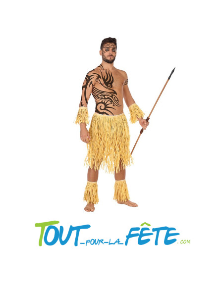 Set hawaien 5 pièces (jupe, 2 brassards, 2 accessoires pour cheville)