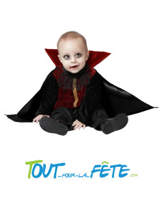 Déguisement vampire pour bébé 6 mois - 12 mois noir et rouge