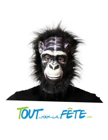 Masque de singe - chimpanzé avec poil de couleur noir taille adulte