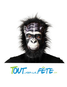 Masque de singe - chimpanzé avec poil de couleur noir taille adulte 2