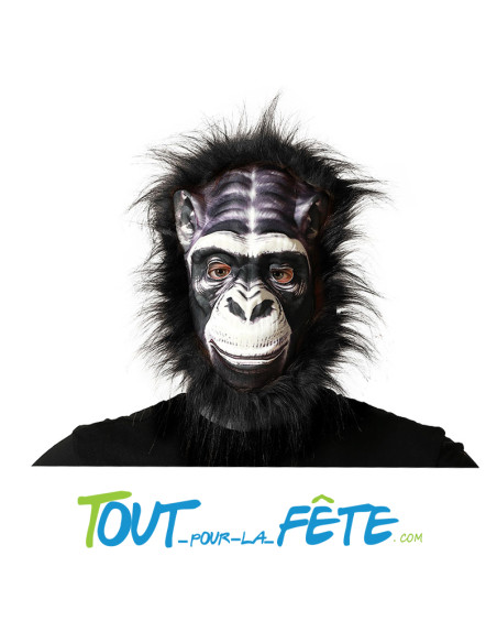 Masque de singe - chimpanzé avec poil de couleur noir taille adulte