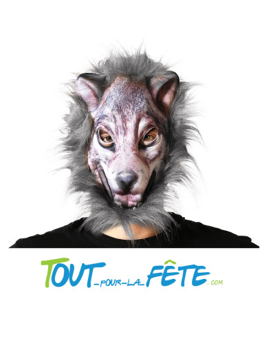 Masque de loup avec poils de couleur gris...