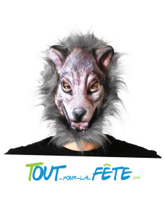 Masque de loup avec poils de couleur gris taille adulte à... 2