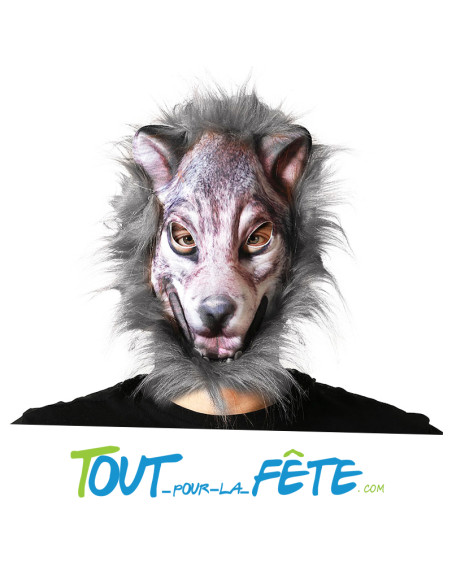 Masque de loup avec poils de couleur gris taille adulte à petit prix