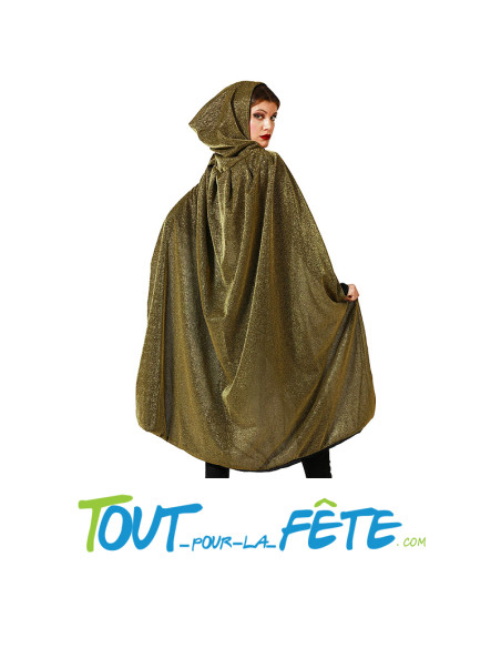 Cape à capuche réversible noir et or 120 cm taille unique