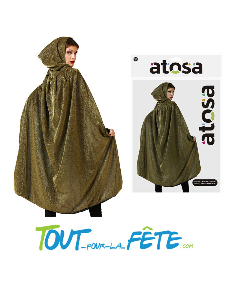 Cape à capuche réversible noir et or 120 cm taille unique