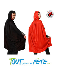 Cape à capuche réversible rouge et noir 120 cm de... 2
