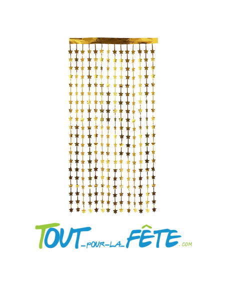 Rideau métallique a frange étoile or 200 x 100 cm fête disco, Nouvel An