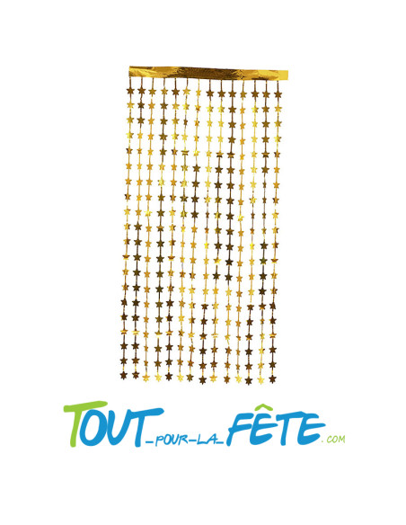 Rideau métallique a frange étoile or 200 x 100 cm fête disco, Nouvel An