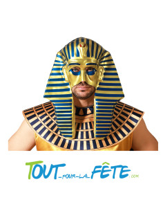 Demi masque grand pharaon d'Egypte bleu et doré taille adulte 40cm 2