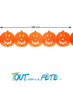 Guirlande halloween citrouille orange 300 cm de longueur...