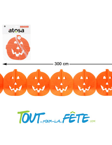 Guirlande halloween citrouille orange 300 cm de...