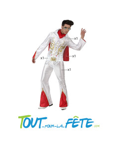 Déguisement de rock star blanc rouge année 70 homme adulte