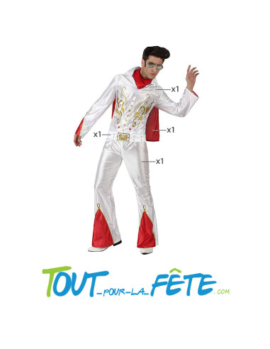 Déguisement de rock star blanc rouge année 70 homme adulte