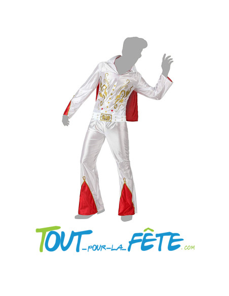 Déguisement de rock star blanc rouge année 70 homme adulte