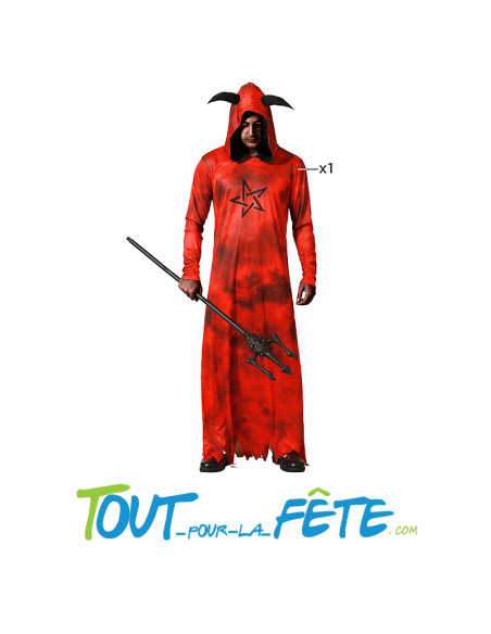 Déguisement de démon rouge (tunique avec capuche) adulte halloween diable