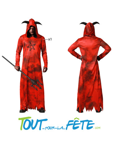 Déguisement de démon rouge (tunique avec capuche) adulte halloween diable
