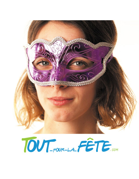 masque / loup violet métallisé pour carnaval, bal masqué soirée vénitienne