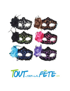 masque / loup daim noir avec rose ( plusieurs coloris ) bal masqué, carnaval