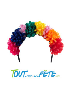 Serre-tête avec fleurs multicolores dia los muertos  en...