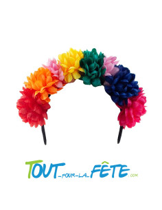 Serre-tête avec fleurs multicolores dia los muertos  en... 2